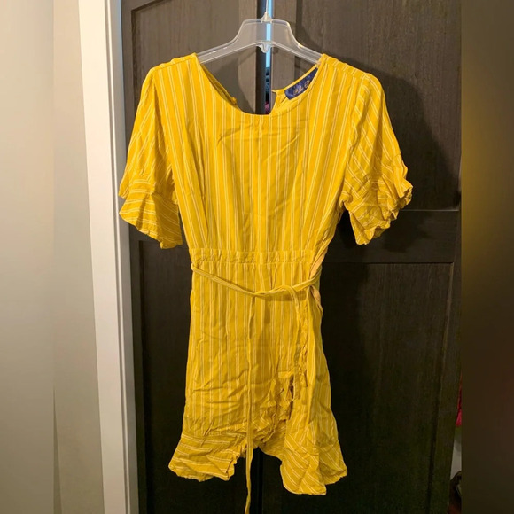 Blue Rain Yellow Stripped Dress - Picture 1 of 10
